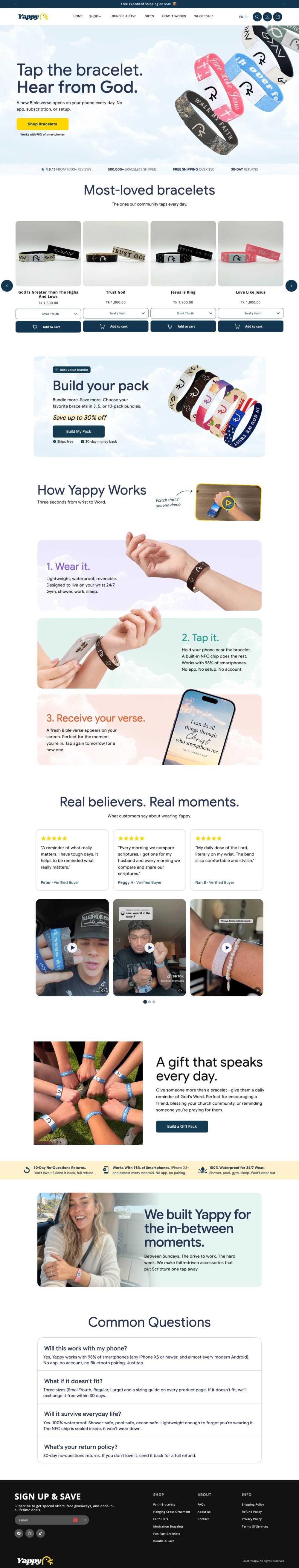 Full-page screenshot of Faith Bracelets: Shopify Home Page