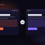 Two browser windows comparing a WordPress site and a Webflow site